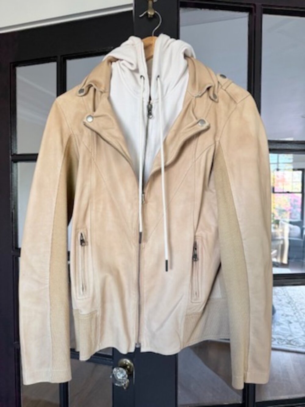 100% leather jacket with zip in hoodie from Free People